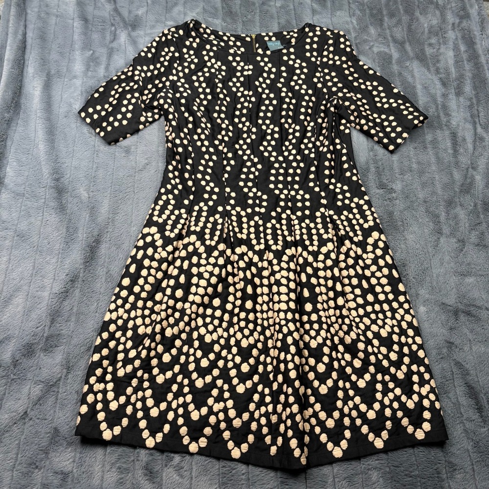 Gabby Skye Womens Black Tan Polka Dot Fit and Flare Dress Size 14 RN 67473